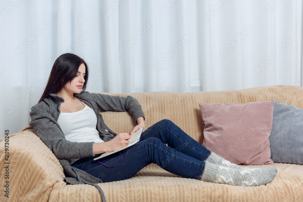 Young Woman Student Feel Bored While Trying to Studying Entry Exams to University or College Young Woman Student Feel Bored While Trying to Studying Entry Exams to University or College