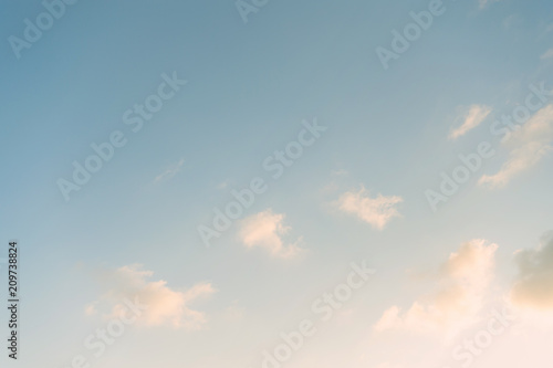 Cloudy blue sky background. Color tone pastel.