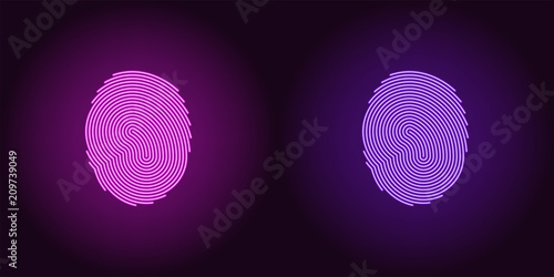 Neon icon of Purple and Violet Fingerprint