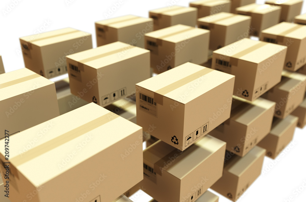 Cardboard Package and Label,3d cardboard boxes float in the air,The concept of express logistics. Cardboard Package and Label,3d cardboard boxes float in the air,The concept of express logistics.