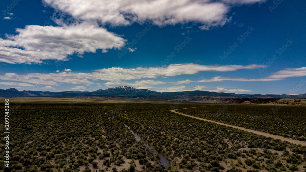 Aerial view of Dobie Meadows in the Owens Valley, Mono County, California