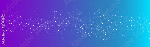 Blue global communication banner with network.