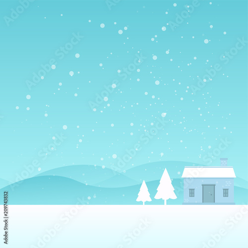 House Snowflake Landscape Season Vector Beautiful Background Illustration © Buttersugar104
