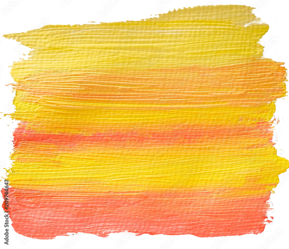 Yellow pink striped painted background. Handpainted acrylic background