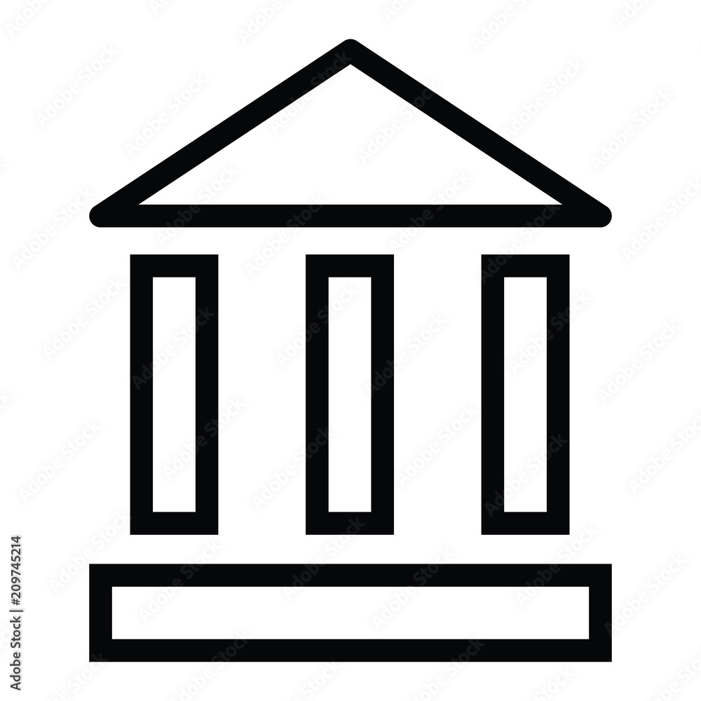 bank building icon with outline style bank building icon with outline style