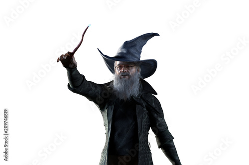 3D Illustration of an elderly the wizard photo