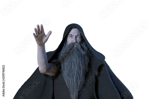 3D Illustration of an elderly the wizard
