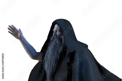 3D Illustration of an elderly the wizard