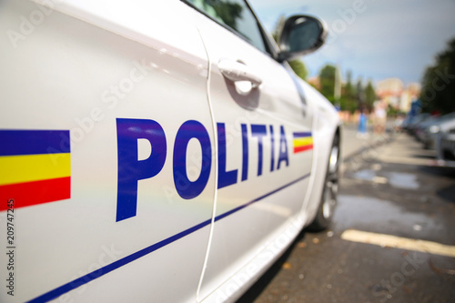 Romanian police car inscription
