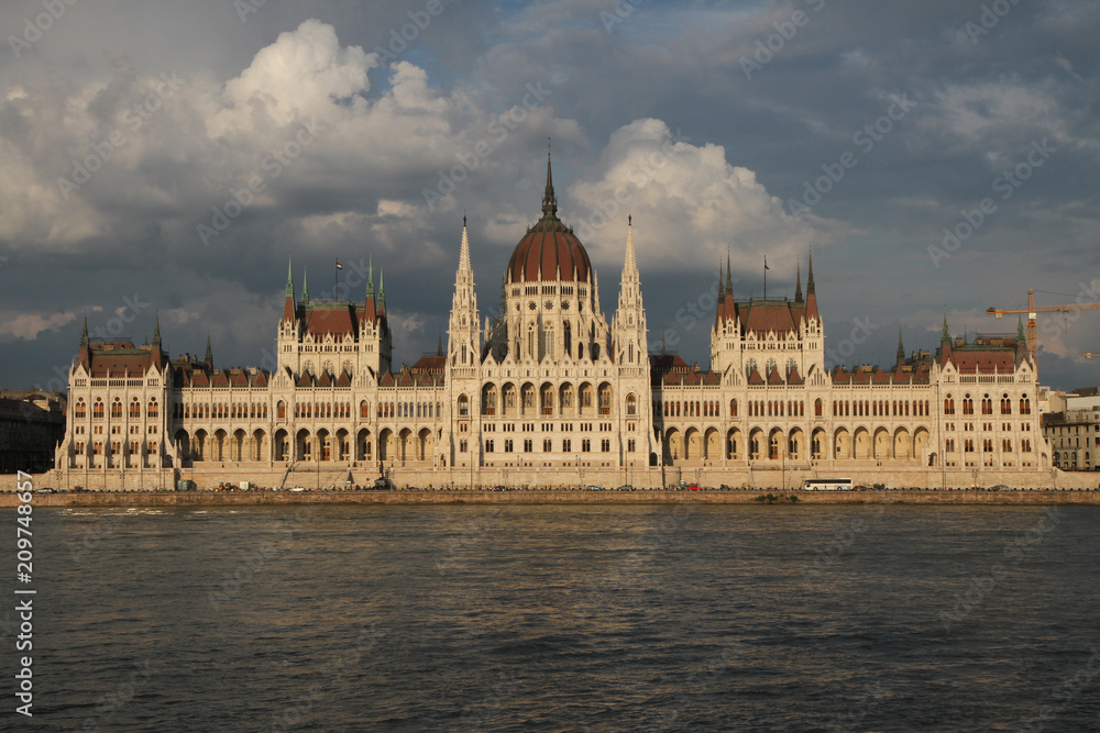 The Hungarian Parliament Building on the bank of Danube river in Budapest