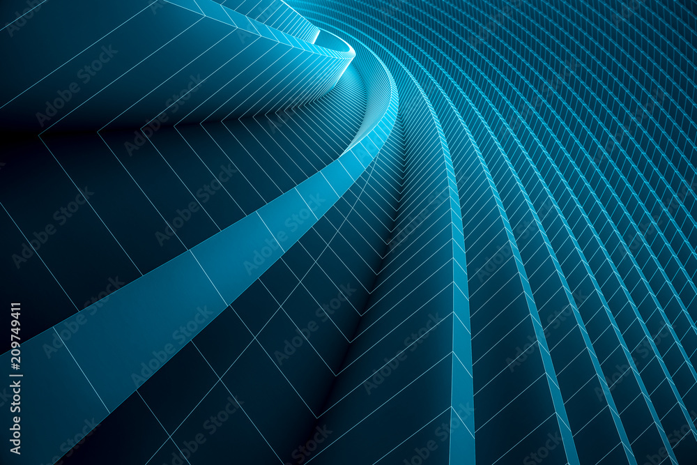 Obraz premium Abstract 3d Curved Background with line. Circular Shapes Modern minimalistic Design. Smooth geometric. 3d Rendering
