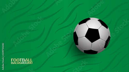 Realistic football on green background  football championship cup  abstract background  vector illustration