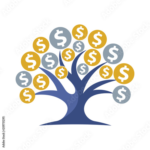 icon illustration for dollar money tree	