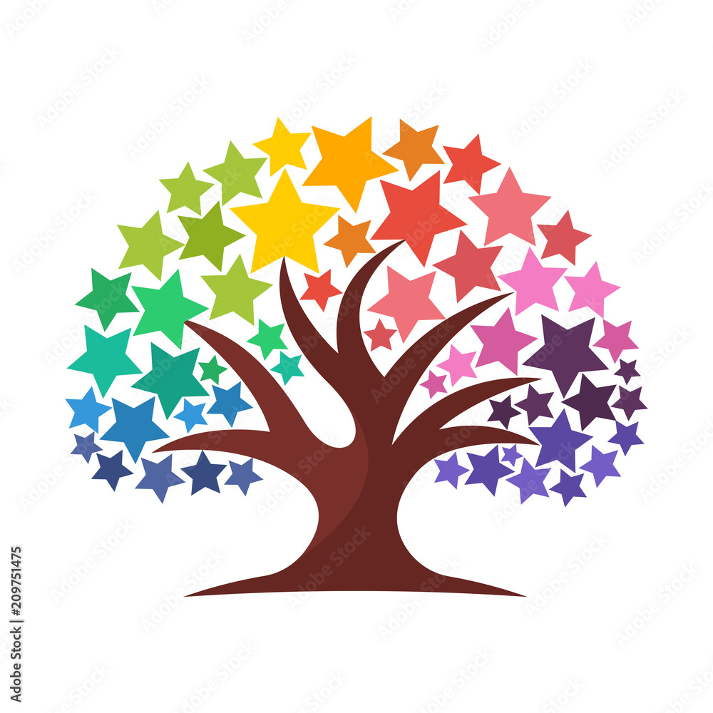 icon illustration with star tree concept icon illustration with star tree concept