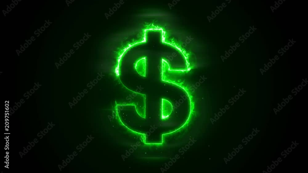 Seamless animation of burning a dollar on a black background with a green flame Seamless animation of burning a dollar on a black background with a green flame