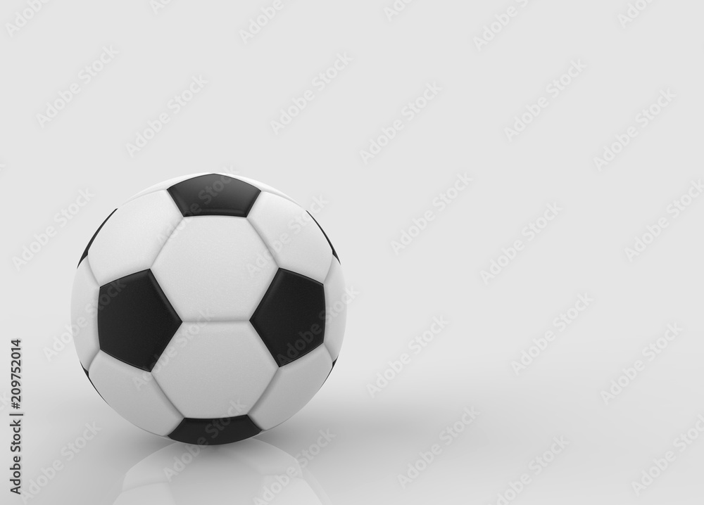 3d rendering. A soccer ball on gray copy space background.
