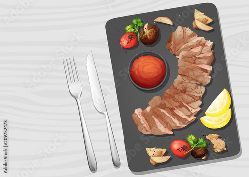 A Beef Steak on Plate