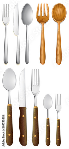 Set of Silverware on White Background