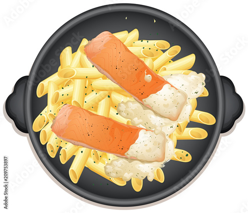 Salmon Steak and Penne Cream Sauce