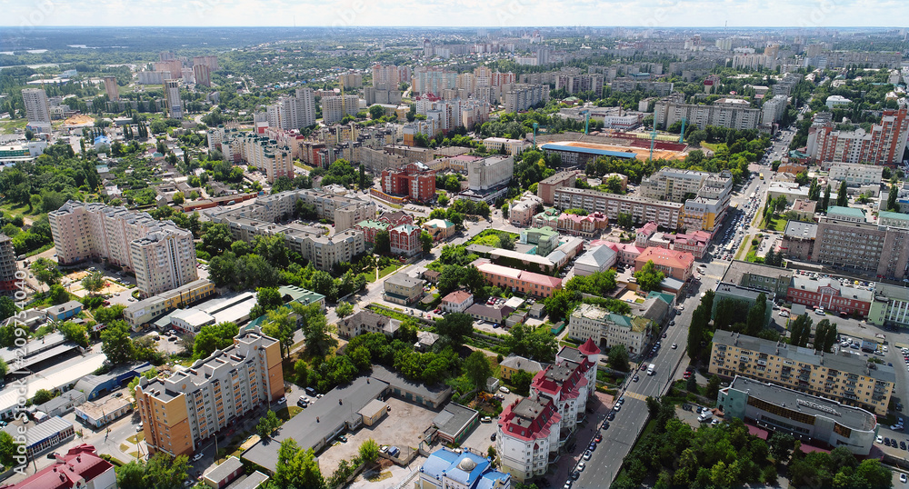 view from above on city of Lipetsk in Russia