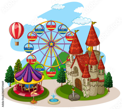 An Amusemnet Park on White Background