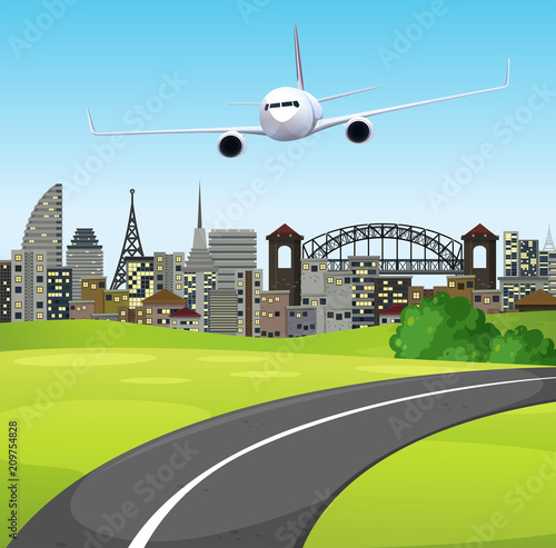 An Airplane Flying on Sky