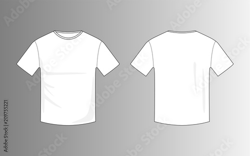 vector of  blank white men t-shirt template for mock up photo