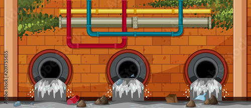 Water Pollution at Waste Pipe