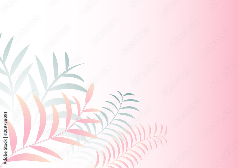 Paper art in 3d style abstract vector cut background.Line wave cover design for wallpaper.Origami modern template.Greeting card digital craft style.Geometric backdrop.Pink design.Tropical palm leaves.