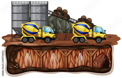 Mine Landscape and Yellow Truck