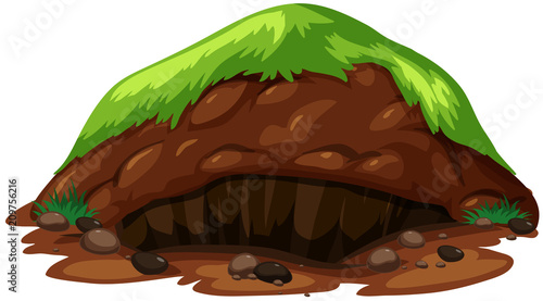 An Animal Underground Habitat on White Background