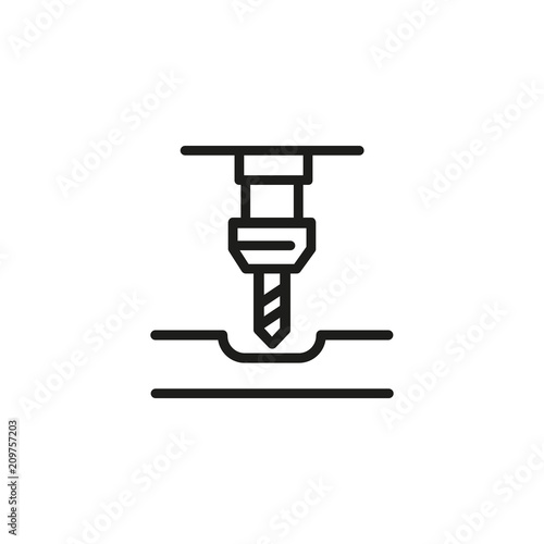 3D milling line icon. Machine, cnc, drilling, belt. Industry concept. Can be used for topics like equipment, machinery, technology.