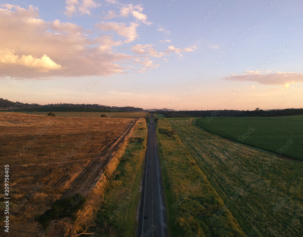 Center road with drone