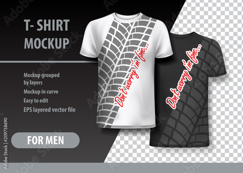 T-shirt with funny inscription and car track.