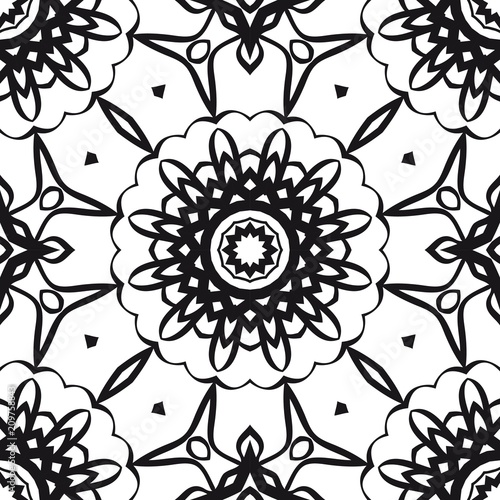 Vector illustration. pattern with floral mandala  decorative seamless ornament. design for print fabric  bandana.