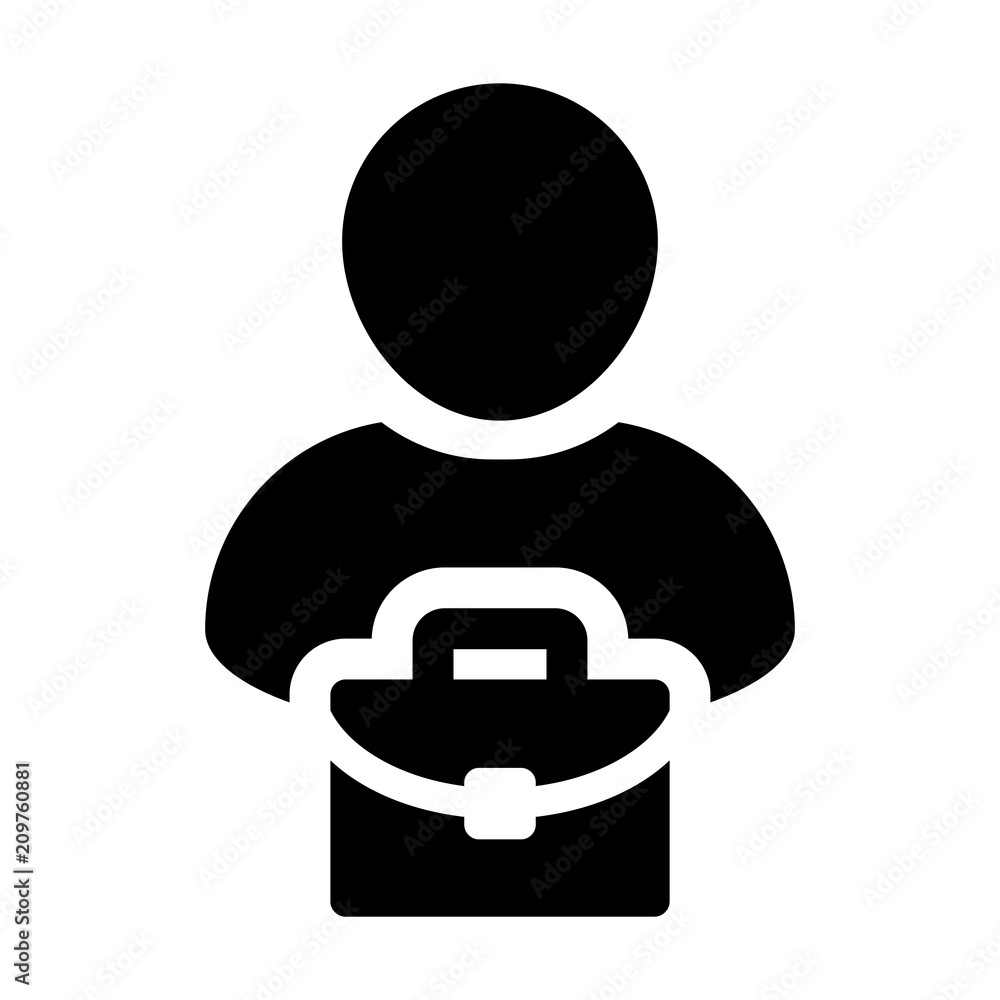 Client icon vector male person profile avatar symbol with briefcase for business in flat color glyph pictogram illustration Client icon vector male person profile avatar symbol with briefcase for business in flat color glyph pictogram illustration