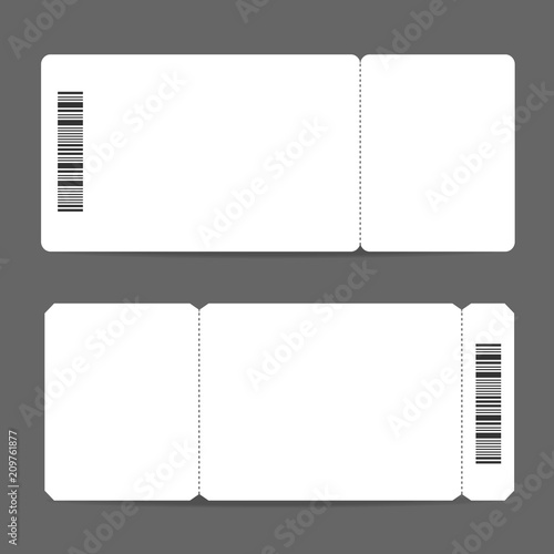 Realistic Detailed 3d White Mockup Tickets Set. Vector