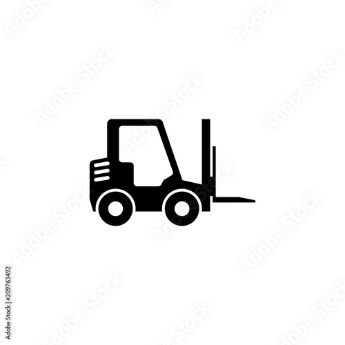 Forklift Delivery Truck. Flat Vector Icon illustration. Simple black symbol on white background. Forklift Delivery Truck sign design template for web and mobile UI element