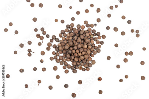 Black pepper isolated on white, top view