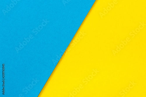 Blue and yellow color corrugated cardboard texture background. Trend colors, geometric cardboard paper background.