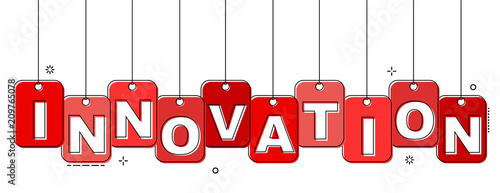 red flat line tag innovation