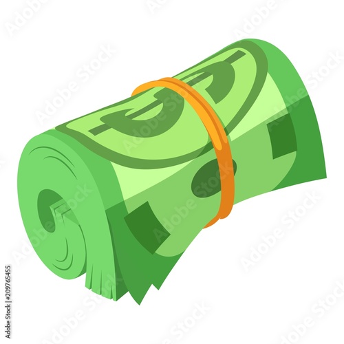 Rolled dollars icon. Isometric of rolled dollars vector icon for web design isolated on white background