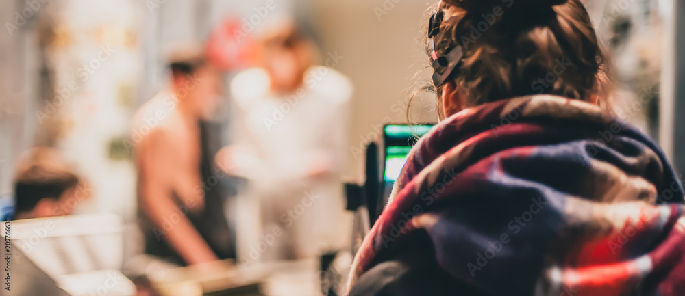 Fototapeta premium Behind the scene. Actor in front of the camera