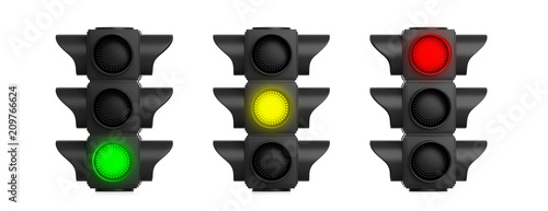 Obraz na plátně Traffic lights isolated on white background. 3d illustration