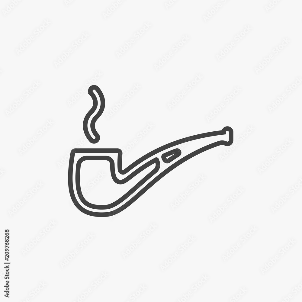 Smoking pipe outline icon illustration isolated vector sign symbol Smoking pipe outline icon illustration isolated vector sign symbol