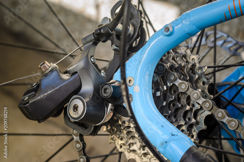 Rear Bicycle Derailleur Fell Apart in Half. Bicycle Rear Derailleur Foot is Detached from the Body. Unexpected Bike Failure.