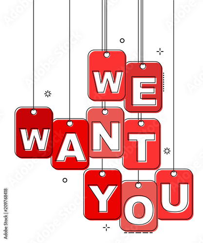 red flat line tag we want you