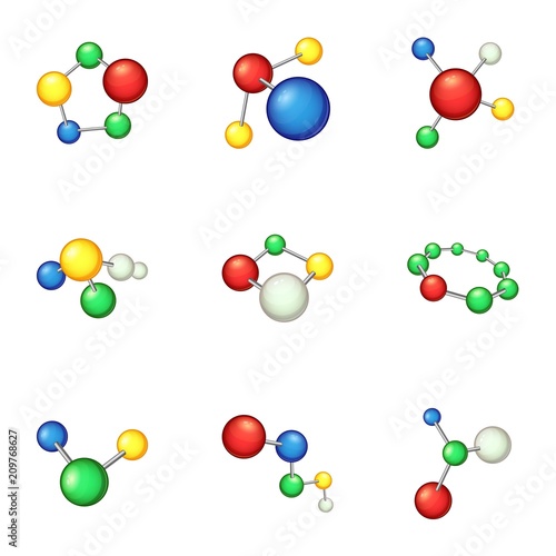 Polychemotherapy icons set. Cartoon set of 9 polychemotherapy vector icons for web isolated on white background