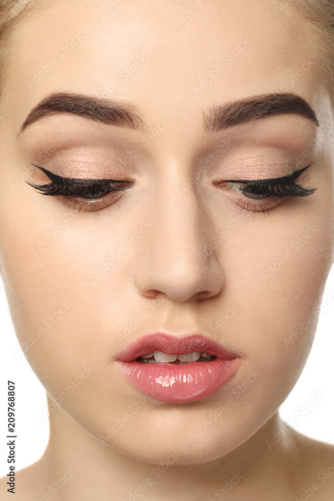 Young woman with beautiful eyebrows, closeup Young woman with beautiful eyebrows, closeup