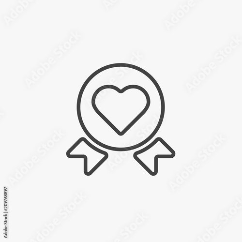 Badge with heart colored vector icon design